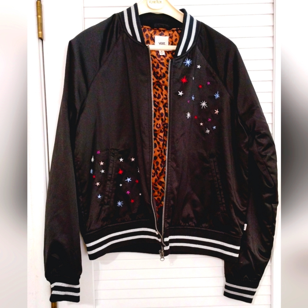 Vintage Y2K VANS Lynx Satin & Quilted Bomber Jacket.